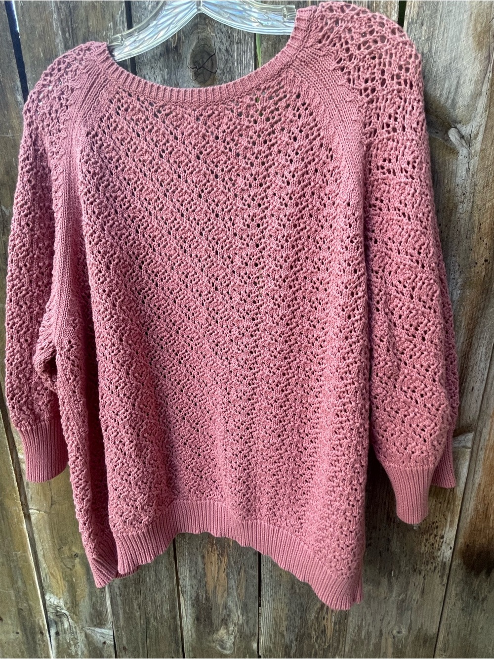 Avenue Blush Pink Open Knit Cardigan Sz. 18/20 - Picture 8 of 13